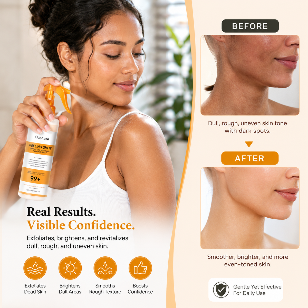 OCEAURA™- Peeling Shot Exfoliating Kojic Acid Turmeric Spray