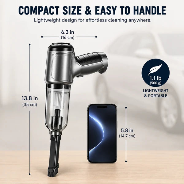 cordless handheld car vacuum cleaner™- cleans tight spaces blows away dust and inflates items