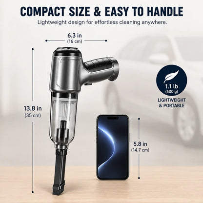 cordless handheld car vacuum cleaner™- cleans tight spaces blows away dust and inflates items