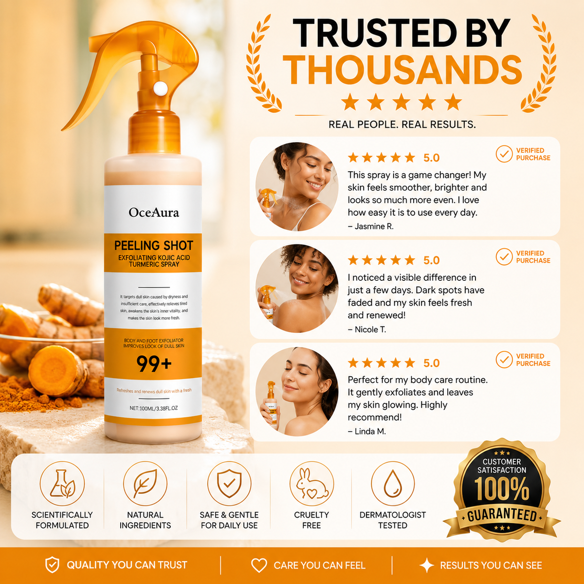 OCEAURA™- Peeling Shot Exfoliating Kojic Acid Turmeric Spray