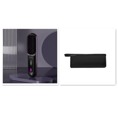 Portable Straight Comb™️- built-in battery allows for cordless operation, making it ideal for quick styling on the go